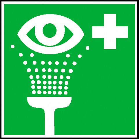 Tabulka – Zařízení pro vyplachování očí, 20 × 20 cm, hliník