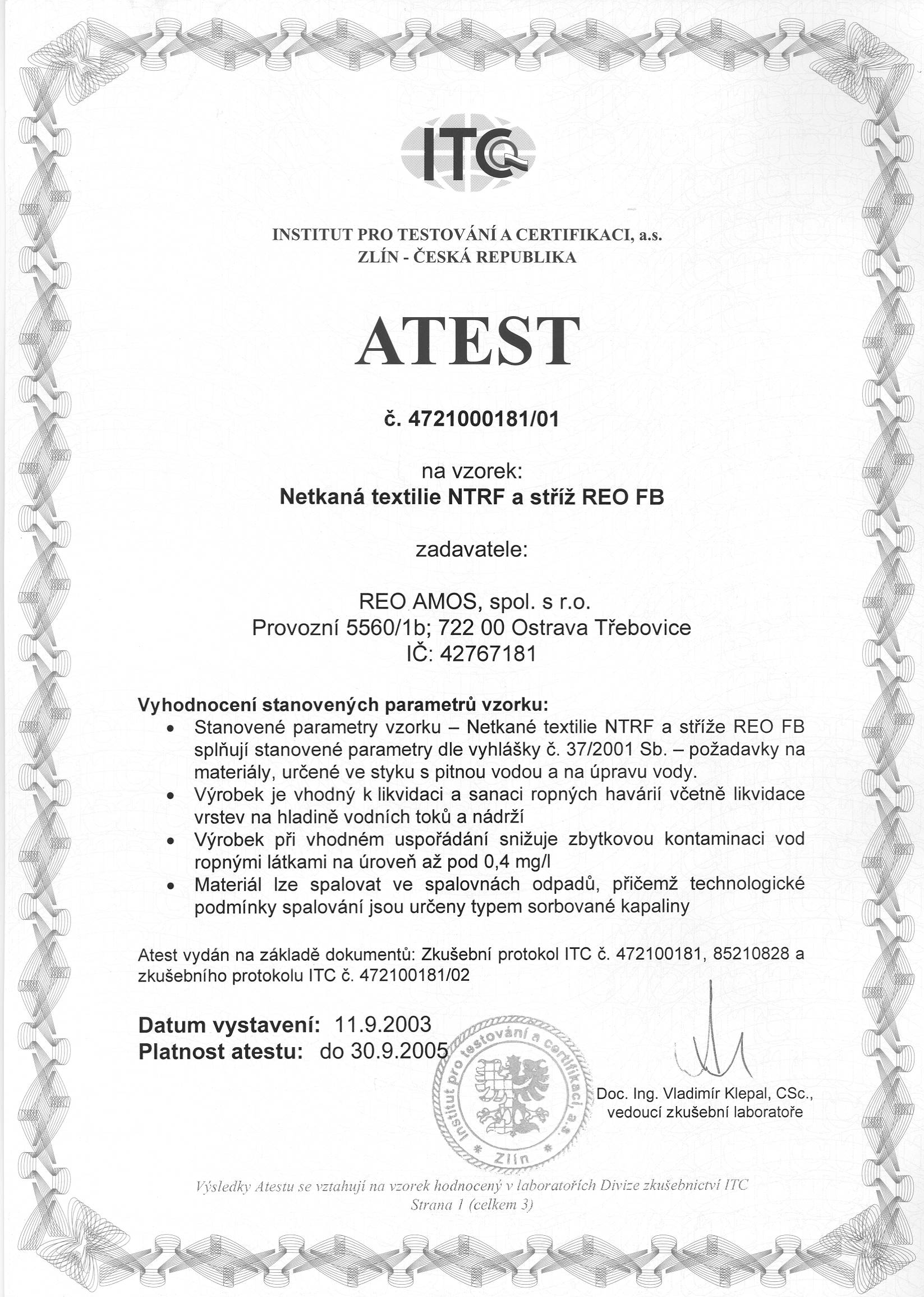 Veškeré ochranné prvky jsou certifikovány!