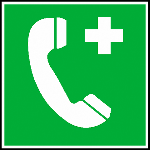 Tabulka – Telefon pro tísňová volání, 15 × 15 cm, fólie Everglow