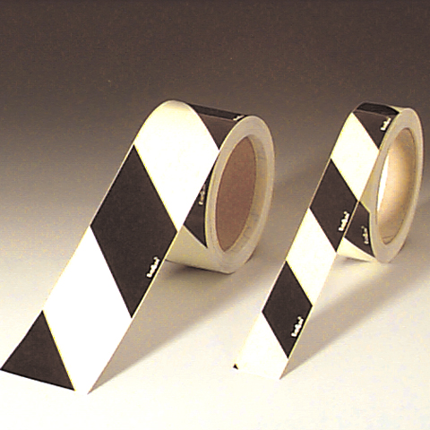 Výstražná páska černá/fotoluminiscenční, levá, 3 cm